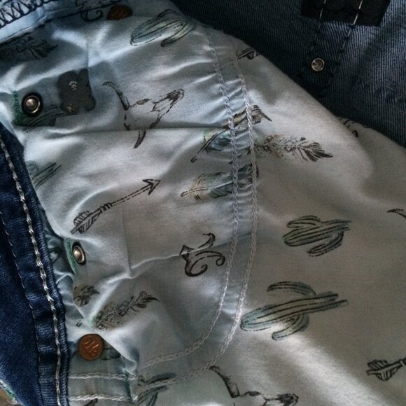 Miss Me Aztec Chloe Bootcut Womens Jeans Sz 30 Distressed Rhinestone Embroidery - Picture 9 of 11